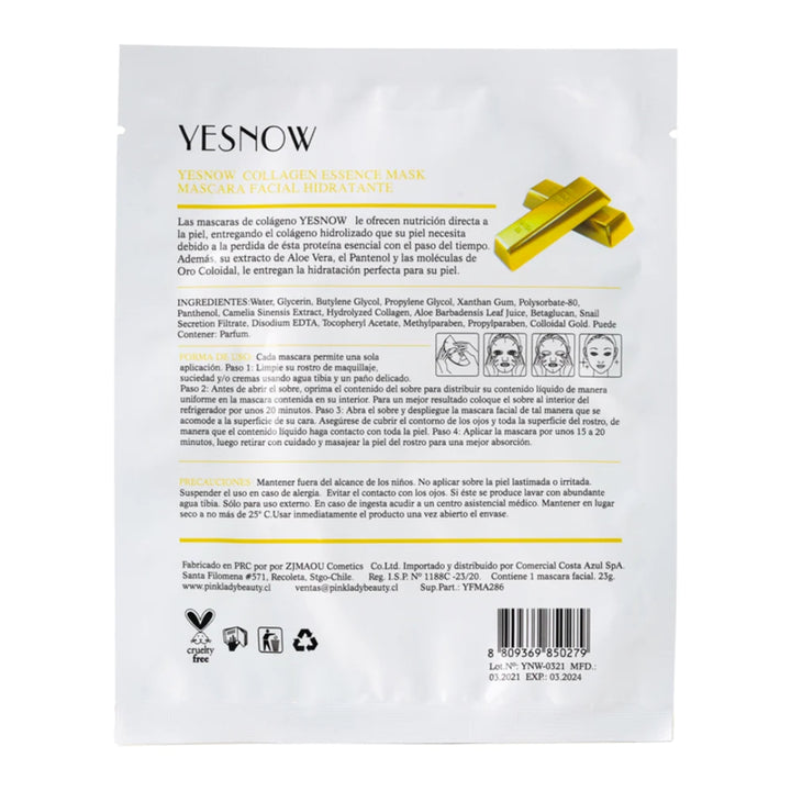 Mascarilla facial de colágeno y oro